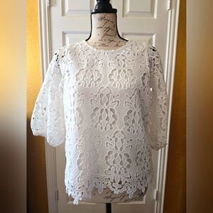 Banana Republic Elegant White Lace Women's Top Size S